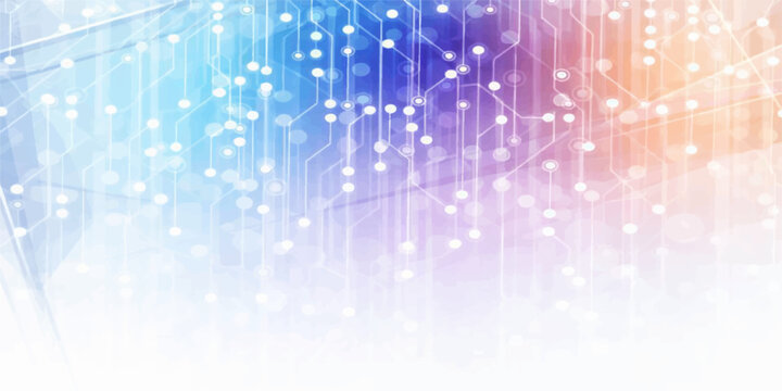 Futuristic digital art featuring an abstract blue background with glowing stars, motion waves, and tech patterns for a professional business wallpaper
