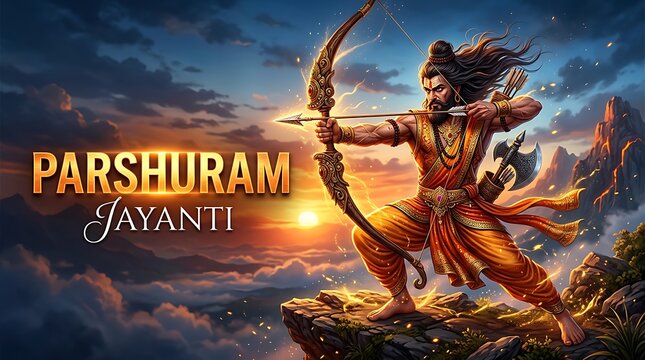 Lord Parshuram celebrates Jayanti with bow and arrow on mountain