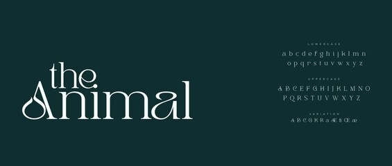 A modern typography design with the words 'the Animal' in white on a dark green background © Font