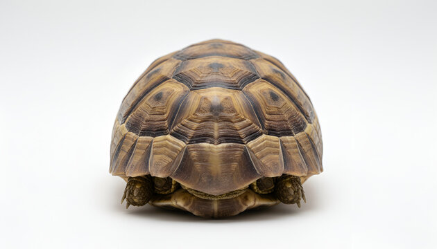 Close-up of tortoise shell, rear view, isolated on white