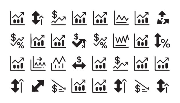 Comprehensive Set of Business Finance and Data Analysis Icons