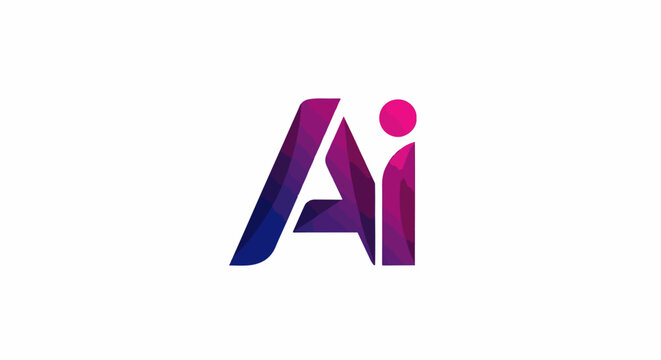 Abstract polygonal "Ai" logo with gradient color fill