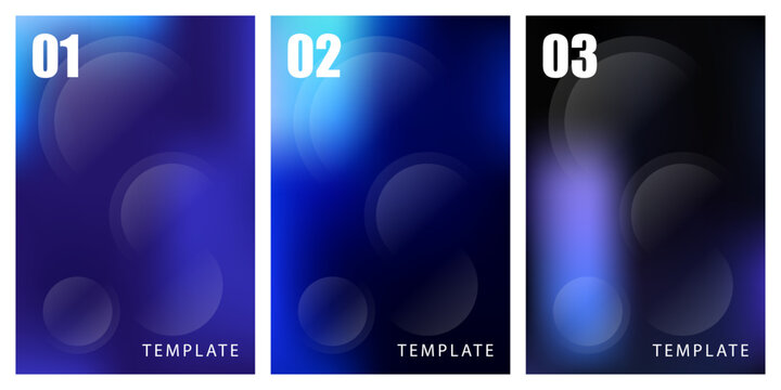 Set of abstract blurred backgrounds with circular shapes and numbers