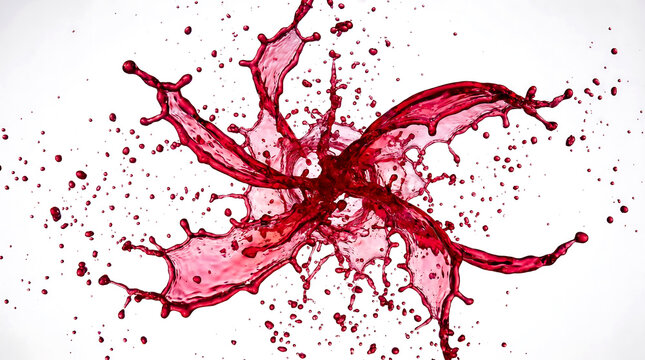Red Wine Splash Explosion Isolated on White Background