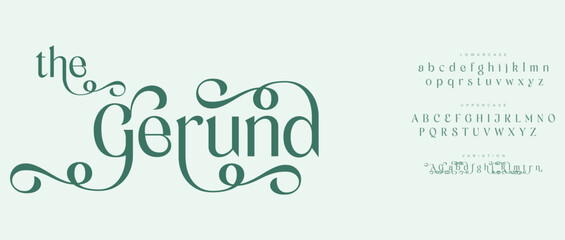 A beautiful green font design with elegant lettering and typography on a light background © Font