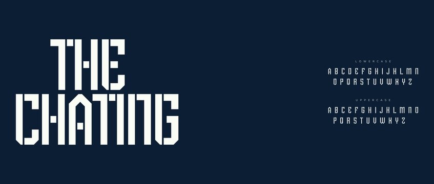 A modern graphic design with the text 'The Chating' in white on a dark blue background