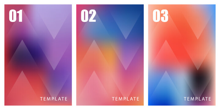 Warm abstract gradient background set with blurred colors and pattern