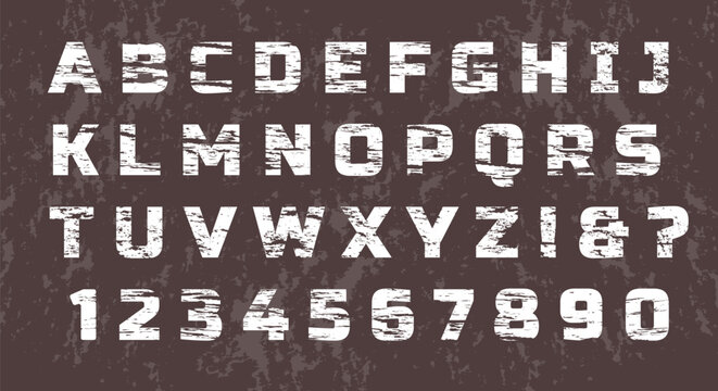 Hand drawn grunge letters and numbers
