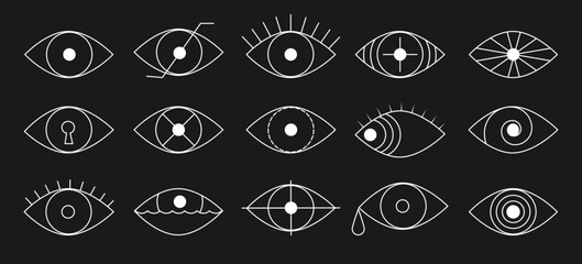 Naklejka na ściany i meble Outline white eye icons