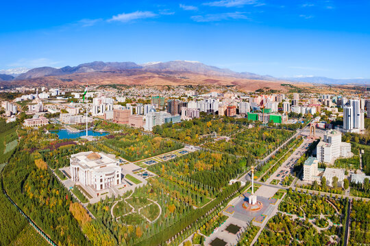 Palace of the Nation aerial panoramic view, Dushanbe