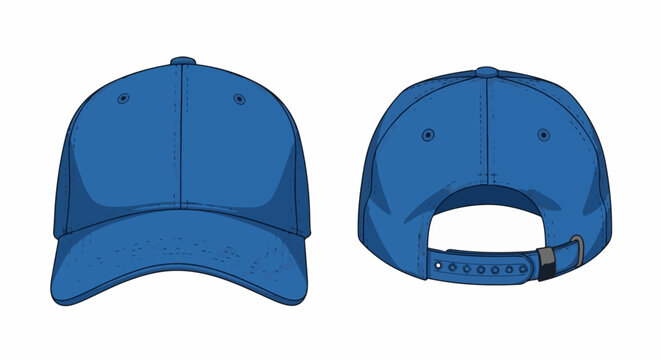 Blue cap front and back view, realistic illustration