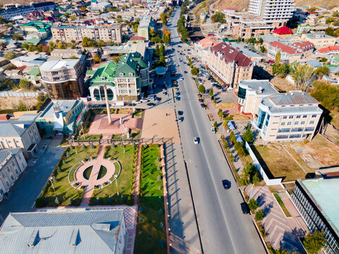 Istaravshan city aerial panoramic view in Tajikistan