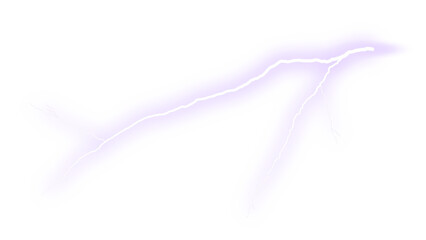 Obraz premium Purple lightning bolt strike, electric atmospheric discharge, glowing violet thunderbolt flash, powerful energy spark for weather and science concepts isolated PNG with Transparent Background