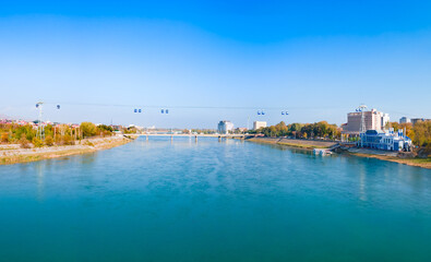 Fototapeta premium Khujand city aerial panoramic view in Tajikistan