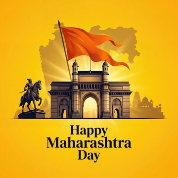 Happy maharashtra day poster illustration.