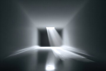 Obraz premium Light streaming through open door in empty modern room