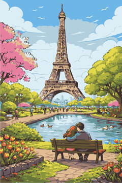 ilustrasi vector paris menara