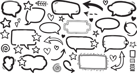 Fototapeta premium Comic speech bubbles for design purposes. Highlighter marker frame. Vector doodle 
