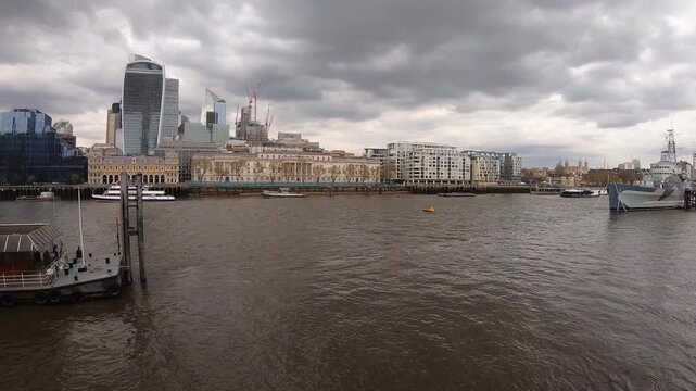 London Skyline and River Thames with City Architecture
