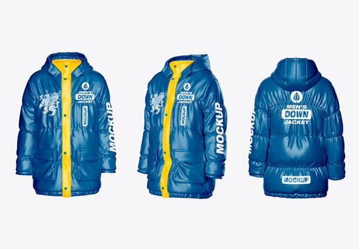 Padded Hooded Puffer Jacket Mockup