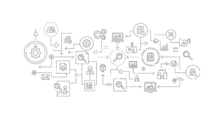 Naklejka premium Intricate Line Art Depicting Business Processes and Concepts.