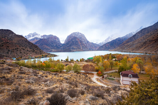 Iskanderkul mountain lake in the Fann Mountains