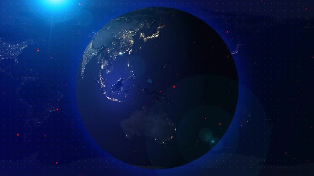 3D map with Stock market Global earth map rotating Digital animation. World breaking news Studio loop Background for stock market news report and world live report