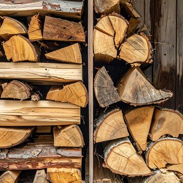 A neatly stacked pile of cut wood logs (1)