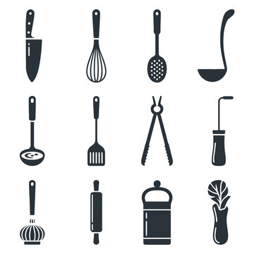 Professional Chef Knife Set and Kitchen Sharpening Steel Icons