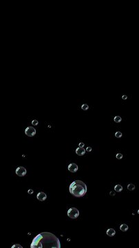 bubbles fly seamless loop animation. Rise of bubbles on black background. Full HD. 4K