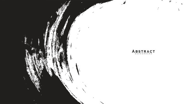 Vector of Abstract Black Circular Brush Stroke Background with Minimalist White Center and Creative Ink Texture