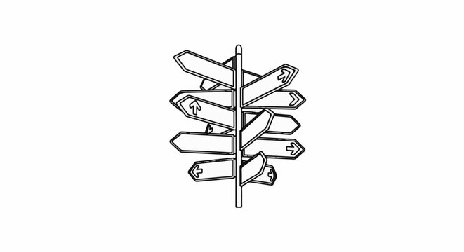 Signpost with multiple arrow signs pointing in different directions