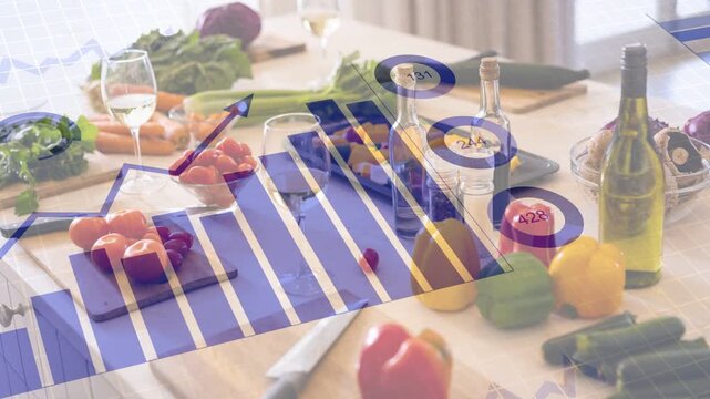 Translucent blue overlay appearing and sliding bars over counter, updating callouts showing trends