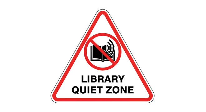 Library quiet zone sign symbol.
