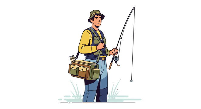 Man holding fishing rod outdoors.