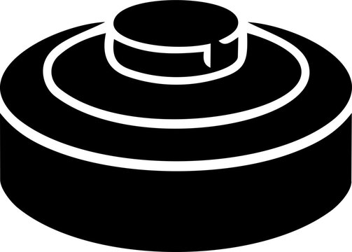Black and White Landmine Silhouette Illustration