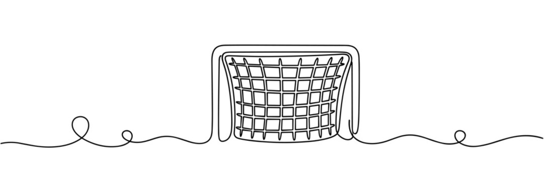Goal net centered on continuous line minimal background, none editable strokes