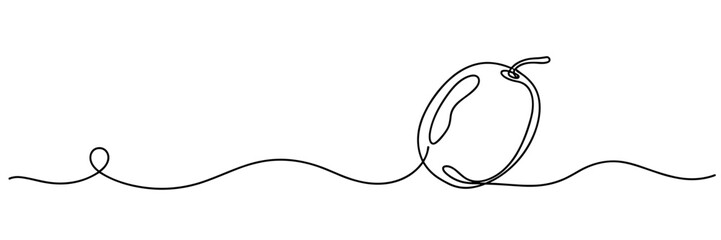 Obraz premium Plum rolling on continuous line across white minimalist background, none editable strokes