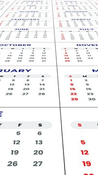 New Year 2026 month names Calendar animation. Full HD. 4K