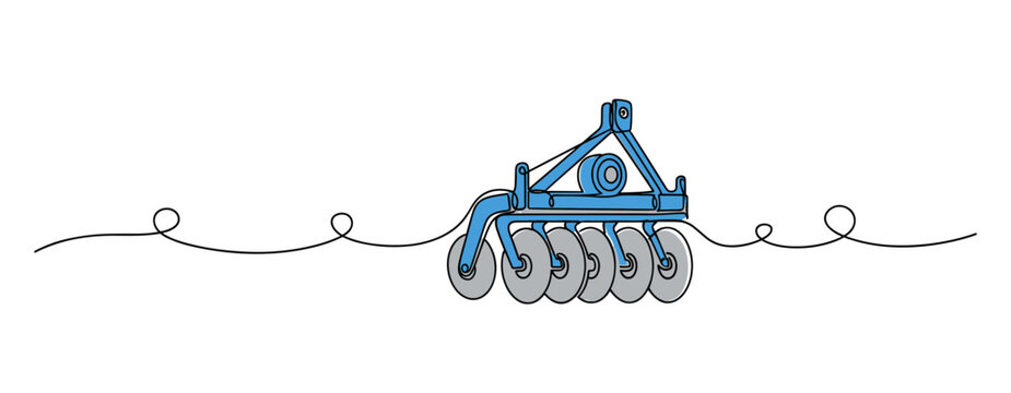Disc harrow attachment set for agricultural field tillage. no editable strokes