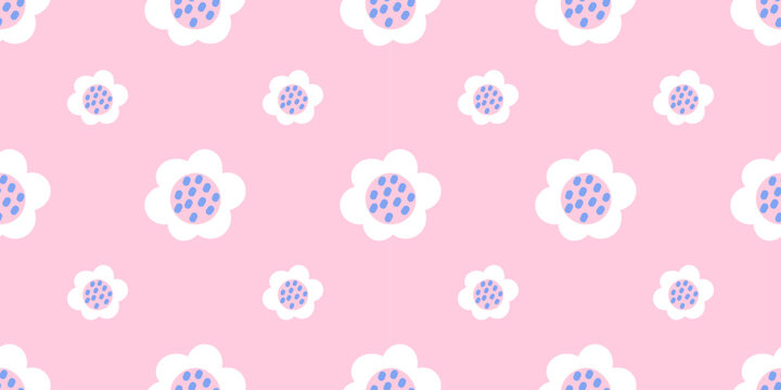 Daisy pastel and gingham plaid pattern with seamless. Cute spring flower check for soft background graphic hearts. Squares within geometric print through tiny dots.
