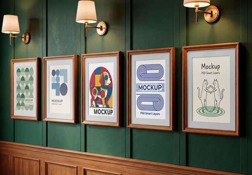 Gallery Wall Frame Mockup &ndash; Elegant interior display