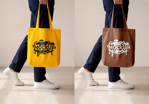 Tote Bag Walking Scene Mockup