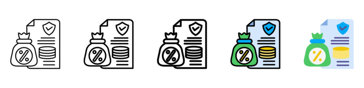Tax Icon With Differences and Colors Style Illustration