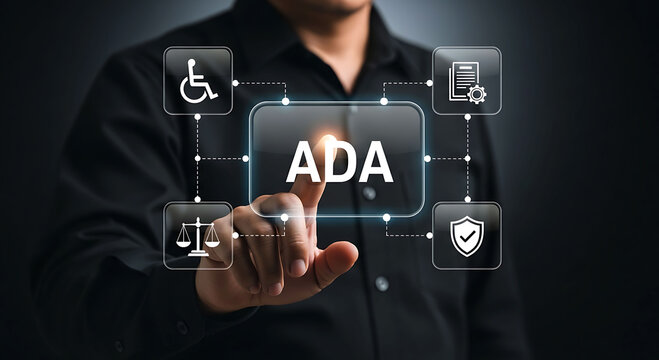 Americans with Disabilities Act concept with ADA text and accessibility icons