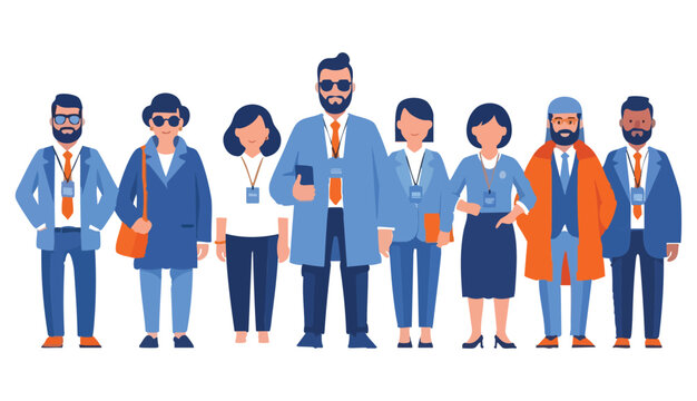A set of vector illustrations of a man in a suit.