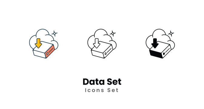 Data Set icons vector set stock illustration