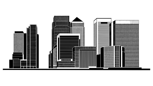 Canary Wharf London Modern Skyline Line Art Minimal Skyscraper Outline