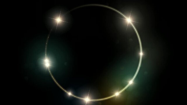 Luminous ring with flashes in cyclical sequence, on a black background