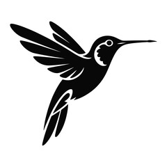 Fototapeta premium Stylized black silhouette of a hummingbird in flight with wings outstretched, elegant motion
